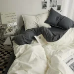 High Quality Solid Color Double Washed Cotton Bedding 4 Pieces Set Student Dormitory Bed Linen Duvet Set Bed Suit - Image 2