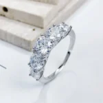 3.6CT All Moissanite Rings For Women 5 Stones Sparkling Dia Wedding Band 100% Sterling Silver Jewelry - Image 3