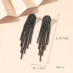 FYUAN Fashion Long Tassel Drop Earrings for Women Black Gold Silver Color Rhinestone Dangle Earring Wedding Party Jewelry - Image 6