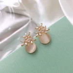 Flower Rhinestones Opal Stud Earrings for Women Small Exquisite Sweet Versatile Advanced Earring Charms Jewelry Gifts Wholesale - Image 5