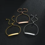 Punk Man Bracelets Hip Pop Gold Color Stainless Steel Thick Hand Chain Blank Bar Couple Men Women Family Jewelry Birthday Gift - Image 3