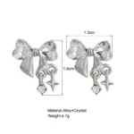 New Y2K Bowknot Zircon Stud Earrings for Women Fashion Korean Silver Color Pink Crystal Personality Earring Party Jewelry Gifts - Image 6