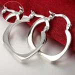 Top Quality 925 Sterling Silver Earrings Simple Round Circle Hoop Earrings For Woman Fashion Wedding Engagement Charm Jewelry - Image 2