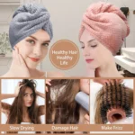 Solid Color Absorbent Hair Towel Wrap 9.8" X 25.5" Textured Dry Hair Cap for Button-Down Women - Image 6