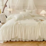 3pcs White Bedding set ruffles Duvet Cover Set (1*Duvet Cover + 2*Pillowcase, Without Core)for bedroom guest room - Image 3