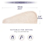 Solid Color Absorbent Hair Towel Wrap 9.8" X 25.5" Textured Dry Hair Cap for Button-Down Women - Image 2