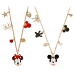 Mickey and Minnie Mouse Oil Drip Alloy Pendant Necklace, Simple Multi-Layer Collarbone Necklace, Cartoon Cosplay Jewelry