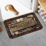 1pc Floral & Letter Graphic Door Mat Doormat Carpets Rug Carpet Bath Kitchen Garden Anti-Slip Small Home Kitchen Welcome Mats - Image 3