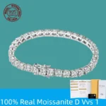 100% S925 Sterling Silver 2-6mm Real Moissanite Tennis Bracelet for Women Wedding Jewelry Christmas Exquisite Gift
