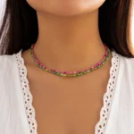 Lacteo Bohemia Multicolour Acrylic Seed Beads Necklace Women Handmade Strand Beaded Choker Short Neck Chain Simple Jewelry Party - Image 3