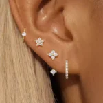 4PCS Fashion Zircon Round Hoop Earring Set Women Temperament Flower Ear Stud Huggie Earring Tragus Piercing Cartilage Jewelry