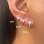 Fashion 6/8/10mm Stainless Steel Zircon Flower Hoop Earring Small Gold Color Circle Hoops Huggie Piercing Earring Trendy Jewelry - Image 3