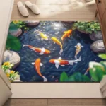 3D Optical Illusion Cat Round Hole Door Mat Daily Home Absorbent Anti-slip Carpet Living Room Bedroom Bathroom Doorway Decor Rug - Image 2