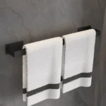 Black Bathroom Hardware Set Self-sticking, Robe Hook Towel Rail Bar Towel Bar Paper Holder Accessories Set without Nails - Image 4
