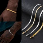 Gold Silver Color Stainless Steel Flat Chain Bracelet For Men Retro Jewelry Trendy Accessories Women Wrap Bangle