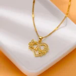 Flower Zircon Initial Heart Pendant Necklaces For Women 2024 Trend Stainless Steel Letter Necklaces Jewelry Best Friend Gifts - Image 4