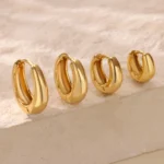 Classic Hoop Earrings for Women Girls Gold Color Chunky Stainless Steel Earrings 2026 Trend New in Minimalist Ear Jewelry aretes
