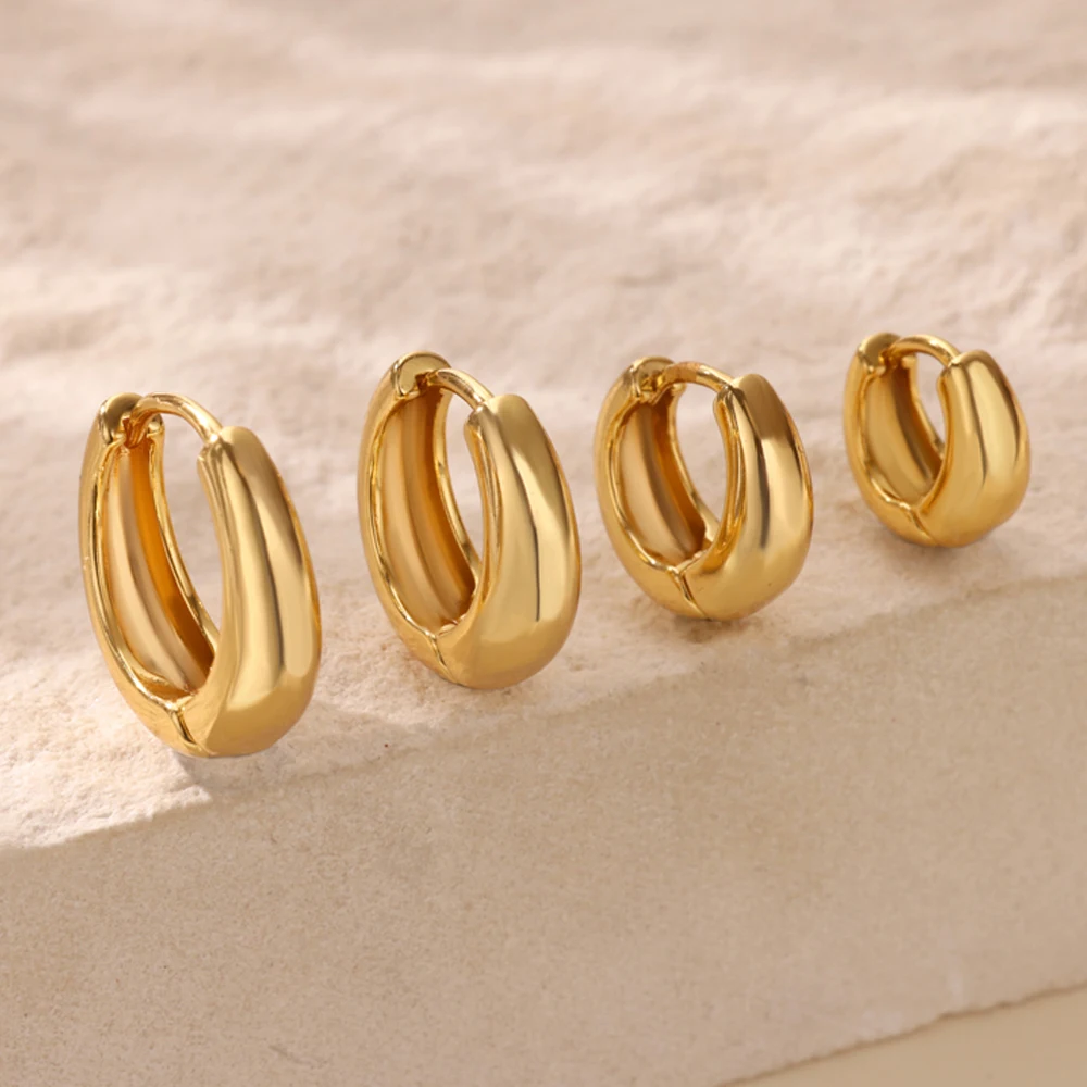 kf-S4ff22127d54147f38dbf9d12d7e58e3bA Classic Hoop Earrings for Women Girls Gold Color Chunky Stainless Steel Earrings 2026 Trend New in Minimalist Ear Jewelry aretes - Image 1