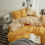 High Quality Solid Color Double Washed Cotton Bedding 4 Pieces Set Student Dormitory Bed Linen Duvet Set Bed Suit - Image 5