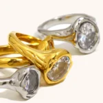 La. Muses Luxury Shiny Round Zircon Irregular Stainless Steel Women's Ring PVD Gold Plated Fashion Jewelry Accessories - Image 5