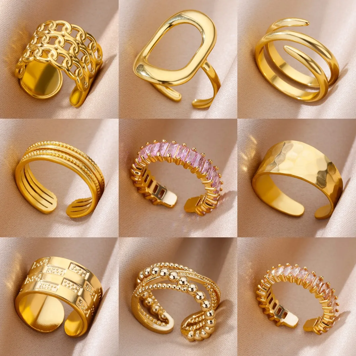 kf-S50df36a94cf34dcf91a167adb8d9c4e2L 316L Stainless Steel Rings for Women Gold Color Never Fade Luxury Classic rings wedding couple rings Jewelry Free Shipping - Image 1