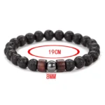 8mm Volcanic Stone Bracelet for Men Lava Wooden Beads Bracelet Tibetan Buddha Male Wrist Chain Jewelry Handmade Elastic Bracelet - Image 2