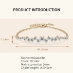 Lnngy Moissanite Bracelet With Certificate 925 Sterling Silver Adjustable Double Chain Bracelets for Women Wedding Jewelry Gift - Image 2