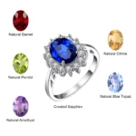 JewelryPalace Princess Diana Created Blue Sapphire 925 Sterling Silver Engagement Ring Ruby Natural Amethyst Citrine Blue Topaz - Image 5