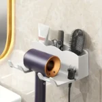 1pc Hair dryer storage rack, non perforated bathroom wall mounted bracket, bathroom air duct storage - Image 2