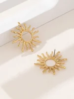 1 Pair fashion Temperament Elegant Sun Flower Stud Earrings - Image 3