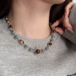 Punk Retro Button Star Pendant Necklace Trendy Delicate Silver Color Unisex Choker Personalised Luxury Jewelry for Women - Image 6