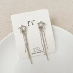New Simple Stars Tassel Earrings for Women Korean Charm Delicate Shiny Rhinestone Drop Earring Fashion Wedding Gift Jewelry - Image 5