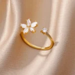 Stainless Steel Zircon Geometric Rings For Women Luxury Evil Eye Gold Color Adjustable Trendy Wedding Aesthetic Jewerly Gift - Image 6