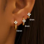 Fashion 6/8/10mm Stainless Steel Zircon Flower Hoop Earring Small Gold Color Circle Hoops Huggie Piercing Earring Trendy Jewelry - Image 2