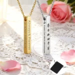 Customized Name Quotes Date Multi sided Engraved Necklace Stainless Steel Personalized Cube Bar Necklace Fashion Couple Jewelry - Image 2