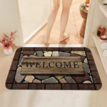 1pc Floral & Letter Graphic Door Mat Doormat Carpets Rug Carpet Bath Kitchen Garden Anti-Slip Small Home Kitchen Welcome Mats - Image 2
