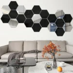 6/12pc Hexagon Mirror Wall Stickers 3D DIY Acrylic Mirror Sticker Self Adhesive Decals Removable Living Room Bathroom Home Decor - Image 3