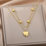 316L Stainless Steel Multilayer Heart Necklace For Women Girls Goth Gold Color Clavicle Chain Charm Choker Jewelry Birthday Gift - Image 4
