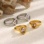 La. Muses Luxury Shiny Round Zircon Irregular Stainless Steel Women's Ring PVD Gold Plated Fashion Jewelry Accessories - Image 3