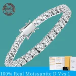 S925 Sterling Silver High Quality Fashionable D Color VVS1 Full Moissanite Tennis Bracelet for Women Wedding Engagement Jewelry