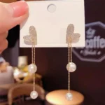 2PC Women's Fashion Trend Pearl Love Tassel Earrings Outdoor Travel Carnival Banquet Party Holiday Dressing Gifts - Image 2
