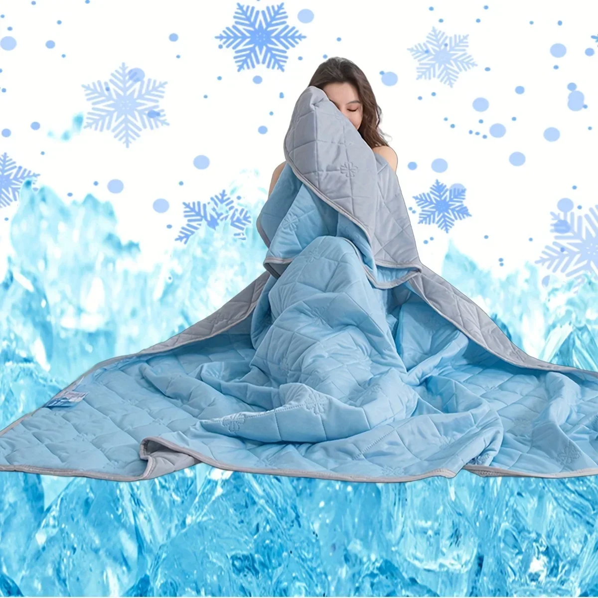 kf-S7e2b6f82eb914aabb72efc222a2bbeb93 Summer Bed Cooling Blanket Silk Air Conditioner Quilt Is Soft, Breathable, Light, Heat Absorbing, Solid Color Pattern Quilt - Image 1