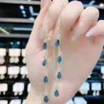 Luxury Temperament Green Zircon Drop Earrings For Women Korean Fashion Long Tassel Rhinestone Earring Wedding Party Jewelry - Image 6