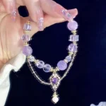 Light Luxury Purple Glass Crystal Beaded Bracelets for Women Chic Butterfly Tassel Pendant Bracelets Sweet Girl Wrist Jewelry - Image 2
