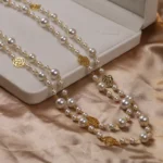 Vintage Lady Camellia Pearls Flower Long Necklace Chain Elegant Double Layers Fashion Jewelry For Women Party Collares de moda - Image 3