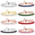 Black Iced Out Crystal Tennis Bracelets For Men Women Rectangle Zirconia Adjustable Chain on Hand Hip Hop Hippie Jewelry DZH051
