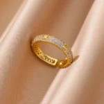 Zircon Geometric Heart Rings For Women Stainless Steel Gold Color Wedding Ring Luxury Aesthetic Jewlery Couple Gift - Image 5