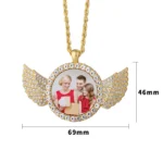 Custom Angel Wing Round Photo Necklace, Personalized Picture Pendant with Tennis Chain, Unisex Memory Jewelry for Men & Women - Image 6