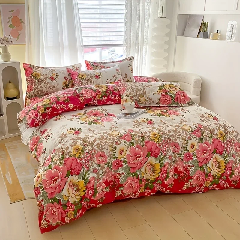 kf-S8c222b4923b54483855f1cbf276dc4fbs Floral Duvet Cover Set with Zipper Closure - 3 Piece Bedding Set Includes 1 Duvet Cover and 2 Pillowcases - Image 1