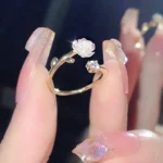 Ladies' Luxury Camellia Flower Open End Ring Alloy Adjustable Ring Wedding, Party, Party Accessories